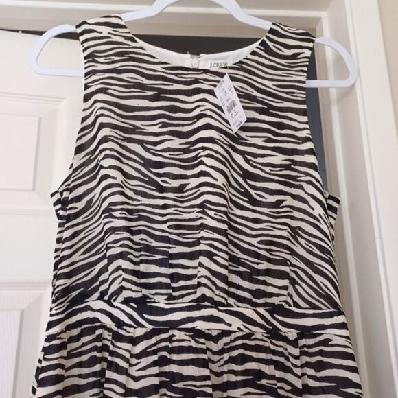 J. Crew Tiered Midi Dress Sleeveless Zebra Print 4 NWT - Picture 4 of 11